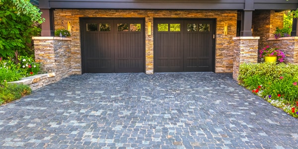 Brick stone pavers for driveway and garage.